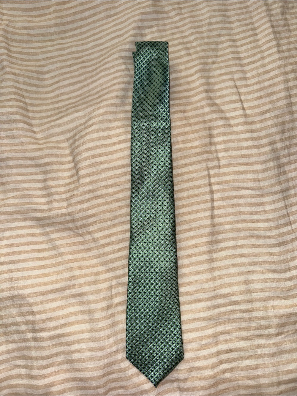 Tommy Hilfiger Teal Green Geometric Silk Tie